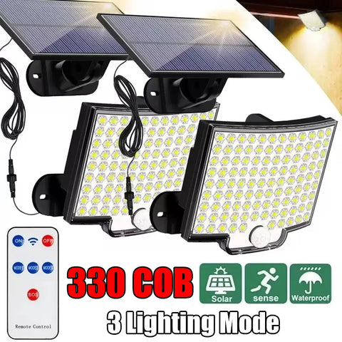 RadiantGrid TriMode Pro Solar Wall Light - 330 COB LED with Motion Sensor & Remote Control