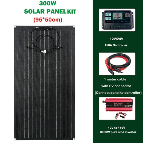 RadiantGrid Pro 3000W Complete Solar Kit - Pure Sine Wave Inverter with 300W Panel and Smart Controller