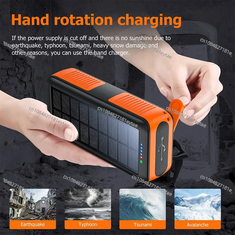RadiantGrid Survivor 63200mAh Hand Crank Solar Power Bank - IP66 Waterproof