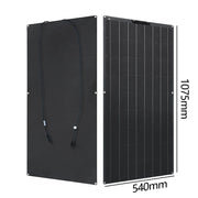 RadiantGrid Pro 3000W Monocrystalline Solar Panel with high efficiency, featuring dimensions and connectors.
